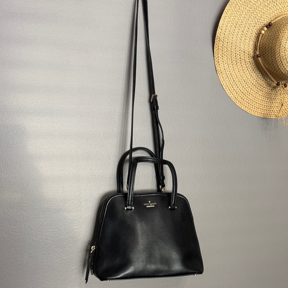kate spade Black Leather Crossbody Satchel with Top Handles